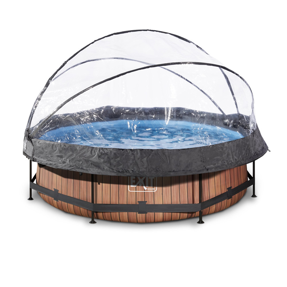  Wood zwembad ø300x76cm met overkapping